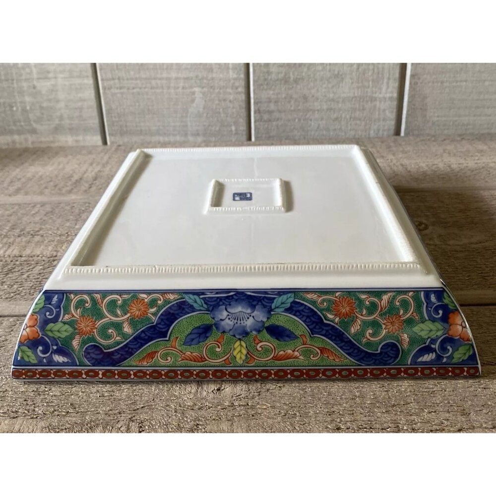 Japan Kozan Gama Porcelain Floral Square Bowl 10” - Picture 4 of 11